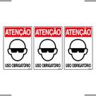 Combo 3 Placas De Sinalização Atenção Óculos Uso Obrigatório 20x30 Ekomunike - S-202 F9e