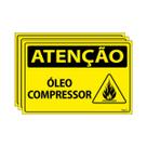Combo 3 Placas De Sinalização Atenção Óleo Compressor 30x20 Ecom IA - SA91 F9e