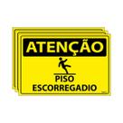 Combo 3 Placas De Sinalização Atenção Piso Escorregadio 30x20 Ecom IA - SA89 F9e