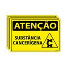 Combo 3 Placas De Sinalização Atenção Substância Cancerígena 30x20 Ecom IA - SA109 F9e