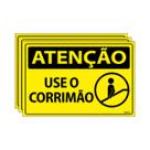 Combo 3 Placas De Sinalização Atenção Use O Corrimão 30x20 Ecom IA - SA103 F9e