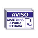 Combo 3 Placas De Sinalização Aviso Mantenha A Porta Fechada 30x20 Ecom IA - SV2 F9e