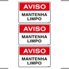 Combo 3 Placas De Sinalização Aviso Mantenha Limpo 30x20 Ekomunike - S-214 F9e