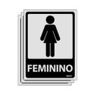 Combo 3 Placas De Sinalização Banheiro Feminino 15x20 Ecom IA - B-565 F9e