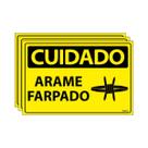 Combo 3 Placas De Sinalização Cuidado Arame Farpado 30x20 Ecom IA - SC111 F9e