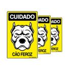 Combo 3 Placas De Sinalização Cuidado Cão Feroz 20x30 Qi Comunicação - P-6/3 Q1a