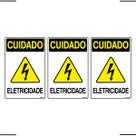 Combo 3 Placas De Sinalização Cuidado Eletricidade 20x30 Ekomunike - S-217/2 F9e