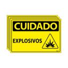 Combo 3 Placas De Sinalização Cuidado Explosivos 30x20 Ecom IA - SC137 F9e