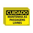 Combo 3 Placas De Sinalização Cuidado Mantenha As Passagens Livres 30x20 Ecom IA - SC29 F9e