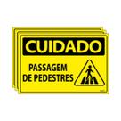 Combo 3 Placas De Sinalização Cuidado Passagem De Pedestres 30x20 Ecom IA - SC116 F9e
