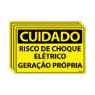 Combo 3 Placas De Sinalização Cuidado Risco De Choque Elétrico Geração Própria 30x20 Ecom IA - SC85 F9e