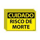 Combo 3 Placas De Sinalização Cuidado Risco De Morte 30x20 Ecom IA - SC77 F9e