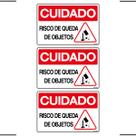 Combo 3 Placas De Sinalização Cuidado Risco De Queda De Objetos 30x20 Ekomunike - S-226/2 F9e