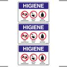 Combo 3 Placas De Sinalização Higiene, Evite Cumprimentos, Lave As Mãos, Utilize Álcool Gel 30x20 Ekomunike - P-37/3 F9e