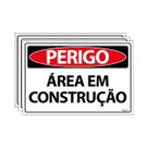Combo 3 Placas De Sinalização Perigo Área Em Construção 30x20 Ecom IA - SP42 F9e