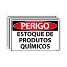 Combo 3 Placas De Sinalização Perigo Estoque De Produtos Químicos 30x20 Ecom IA - SP25 F9e