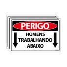 Combo 3 Placas De Sinalização Perigo Homens Trabalhando Abaixo 30x20 Ecom IA - SP13 F9e