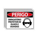Combo 3 Placas De Sinalização Perigo Obrigatório Protetor De Olhos E Ouvidos 30x20 Ecom IA - SP39 F9e