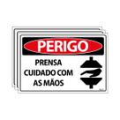Combo 3 Placas De Sinalização Perigo Prensa Cuidado Com As Mãos 30x20 Ecom IA - SP61 F9e