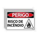 Combo 3 Placas De Sinalização Perigo Risco De Incêndio 30x20 Ecom IA - SP125 F9e