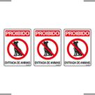 Combo 3 Placas De Sinalização Proibido Entrada De Animais 15x20 Ekomunike - P-33 F9e