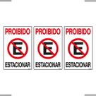 Combo 3 Placas De Sinalização Proibido Estacionar 20x30 Ekomunike - P-1 F9e
