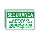 Combo 3 Placas De Sinalização Use Óculos De Segurança E Luvas Quando Manusear Produtos Químicos 30x20 Ecom IA - SS19 F9e
