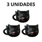 Combo 3 und. caneca 3d gato preto