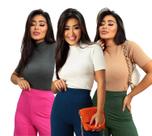 Combo 3 Unidades Blusas de Ribana Gola Alta