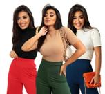 Combo 3 Unidades Blusas de Ribana Gola Alta