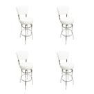 Combo 4 Banquetas Bar cromada Bancada Média Altura 65cm Giratória Encosto estofado Assento grosso branco