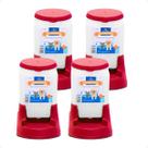 Combo 4 Bebedouro Prático Alvorada 3 Litros - Vermelho