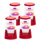 Combo 4 Comedouro Pratico Alvorada 3 Litros - Vermelho