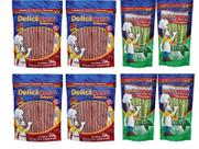 Combo 4 Pacotes Palito Ossinho Para Cães Deliciosso Palito Fino Carne e 4 Menta