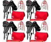 Combo 4 Sela Eco Mangalarga Soft Preta Kit Completo Vermelho