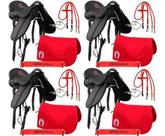 Combo 4 Selas Mangalarga Soft Preta Kit Completo Vermelho Top Australiana
