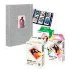 Combo 40 Fotos Filme Instax Mini Macaron Granulado + Album Cinza