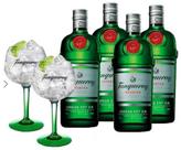 Combo 4x Gin Tanqueray Dry 750ML + 2 Taças de Vidro Tanqueray