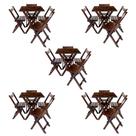 Combo 5 Jogos de Mesa 70x70 Dobrável com 4 Cadeiras Madeira Imbuia / Liso Combo 5 Jogos de Mesa 70x70 Dobrável com 4 Cadeiras Madeira Imbuia / Liso