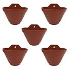 Combo 5 Vasos De Parede 20cm Meia Lua P/ Plantas Terracota