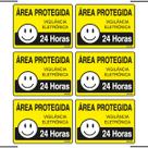 Combo 6 Placas De Sinalização Área Protegida Vigilância Eletrônica 24 Horas 20x15 Ekomunike - S-224 F9e