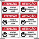 Combo 6 Placas De Sinalização Atenção Homens Trabalhando Acima 30x20 Ekomunike - S-226/1 F9e