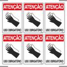 Combo 6 Placas De Sinalização Atenção Luva Uso Obrigatório 20x30 Ekomunike - S-206 F9e