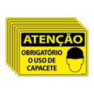 Combo 6 Placas De Sinalização Atenção Obrigatório O Uso De Capacete 30x20 Ecom IA - SA30 F9e