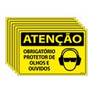 Combo 6 Placas De Sinalização Atenção Obrigatório Protetor De Olhos E Ouvidos 30x20 Ecom IA - SA31 F9e