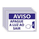 Combo 6 Placas De Sinalização Aviso Apague A Luz Ao Sair 30x20 Ecom IA - SV8 F9e
