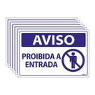 Combo 6 Placas De Sinalização Aviso Proibida A Entrada 30x20 Ecom IA - SV12 F9e