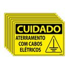 Combo 6 Placas De Sinalização Cuidado Aterramento Com Cabos Elétricos 30x20 Ecom IA - SC129 F9e