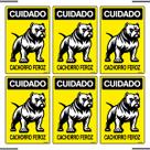 Combo 6 Placas De Sinalização Cuidado Cachorro Feroz 20x30 Ekomunike - P-6/2 F9e