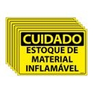 Combo 6 Placas De Sinalização Cuidado Estoque De Material Inflamável 30x20 Ecom IA - SC53 F9e